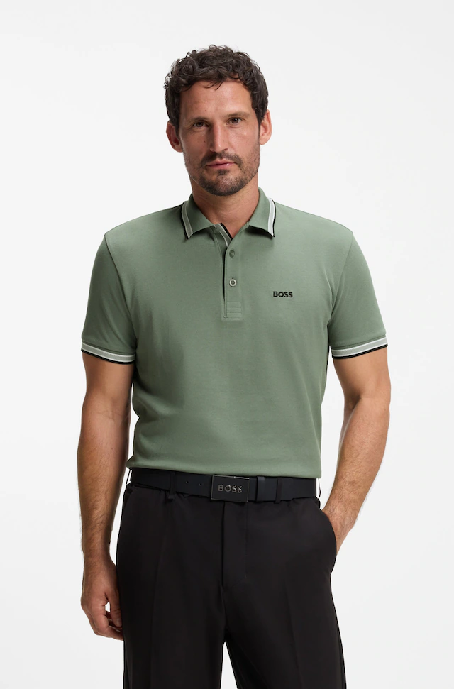 BOSS GREEN Poloshirt »Paddy Regular Fit« atmungsaktive Piqué-Webstruktur, Flachstrickkragen, gerader Schnitt