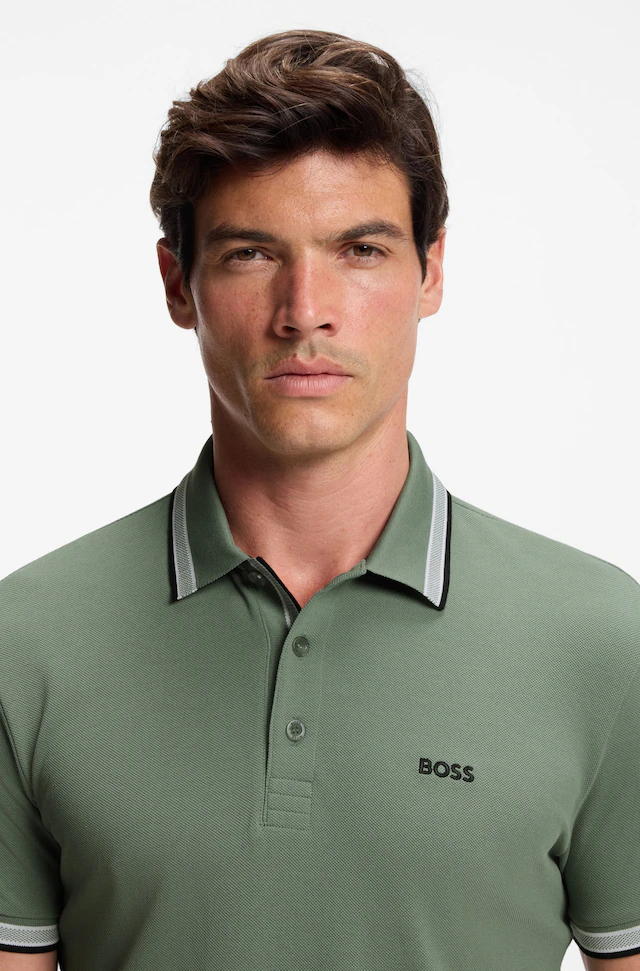 BOSS GREEN Poloshirt »Paddy Regular Fit« atmungsaktive Piqué-Webstruktur, Flachstrickkragen, gerader Schnitt