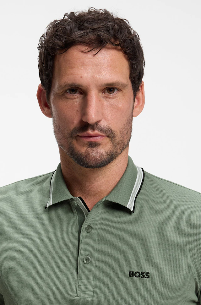 BOSS GREEN Poloshirt »Paddy Regular Fit« atmungsaktive Piqué-Webstruktur, Flachstrickkragen, gerader Schnitt
