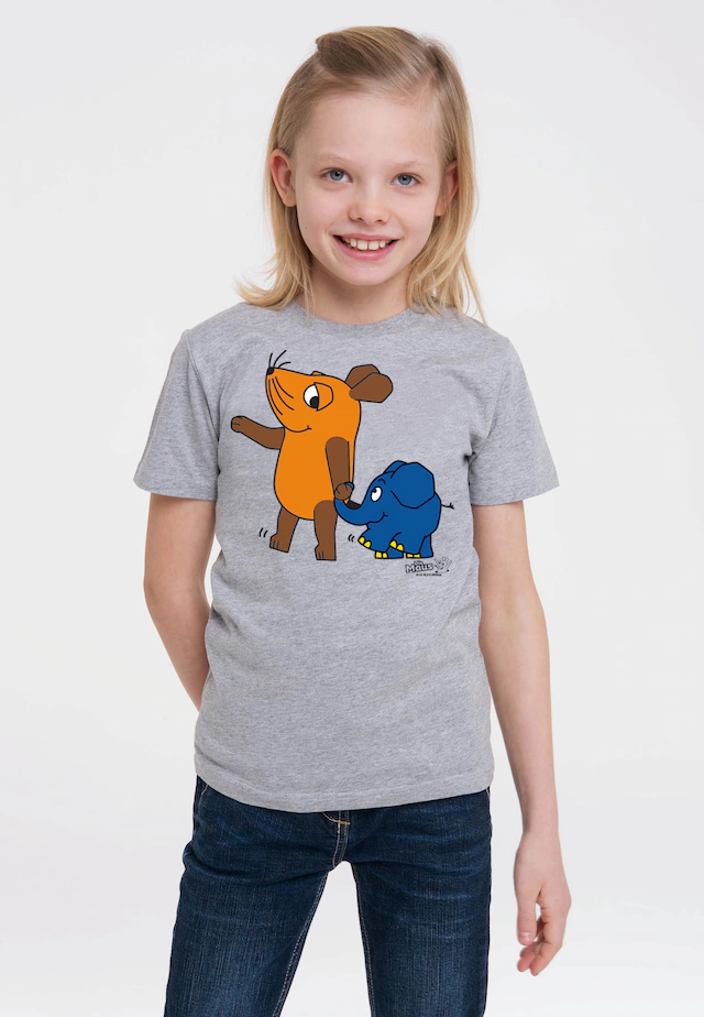 LOGOSHIRT T-Shirt »Sendung mit der Maus - Maus & Elefant« mit coolem Print