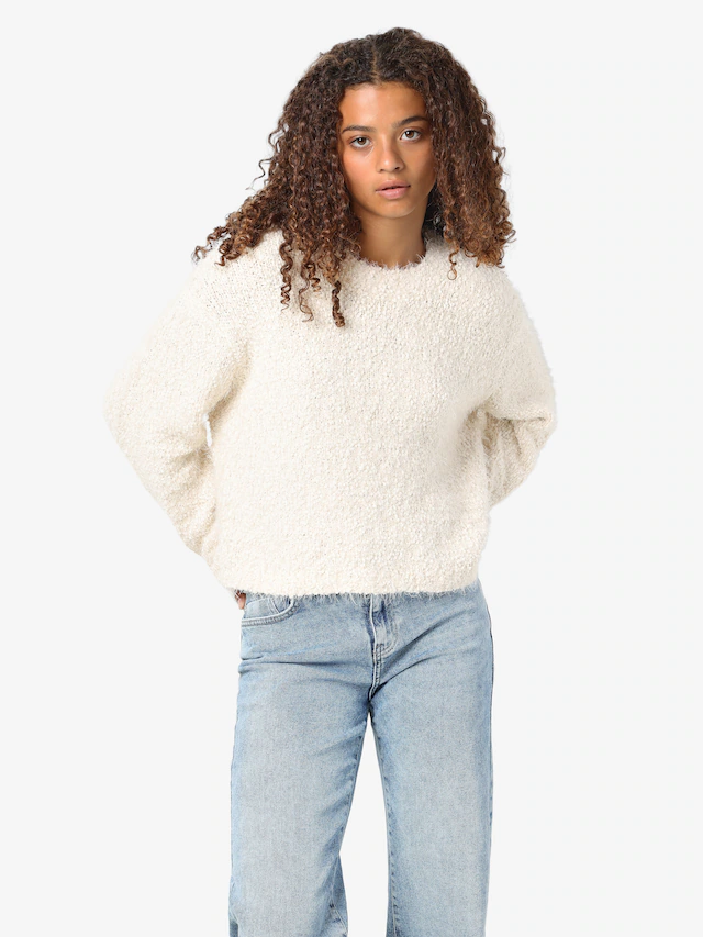 Noisy may Rundhalspullover »NMSASSY L/S O-NECK KNIT NOOS« Materialmix, relaxed fit