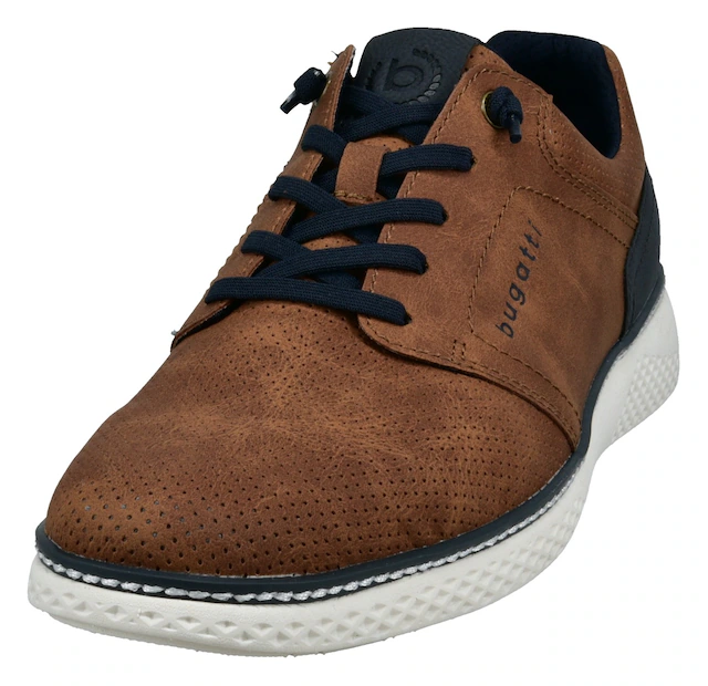 bugatti Slip-On Sneaker Halbschuh, Freizeitsneaker mit Perforation, elastische Schnürsenkel