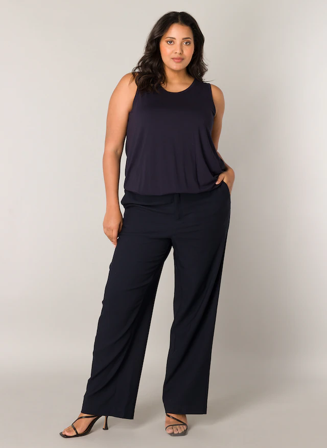 Base Level Curvy Stoffhose Sommerhose mit Schlag und Viskose