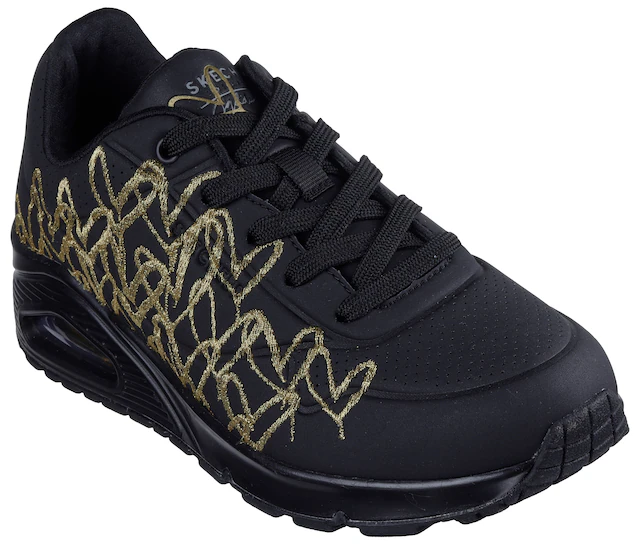 Skechers Sneaker »UNO-GOLDEN HEART« Freizeitschuh , Schnürschuh mit goldfarbenen Mylar-Stickereien