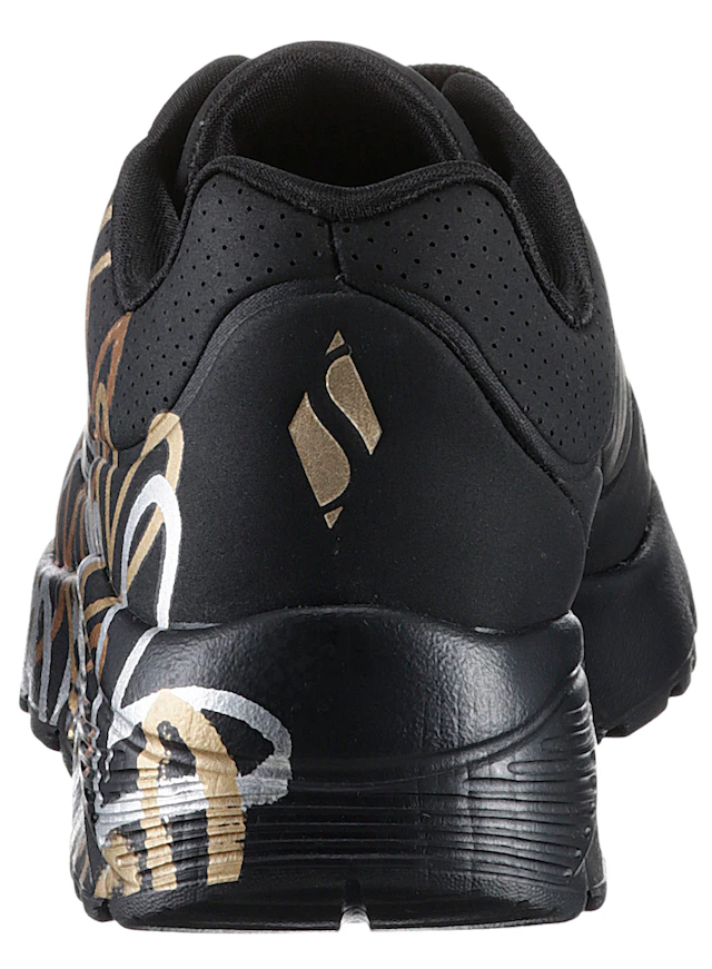 Skechers Plateausneaker »Skechers x JGoldcrown: Uno Lite - Metallic Love« , Schnürschuh, Keilsneaker mit Herzchen im Metallic Look bedruckt