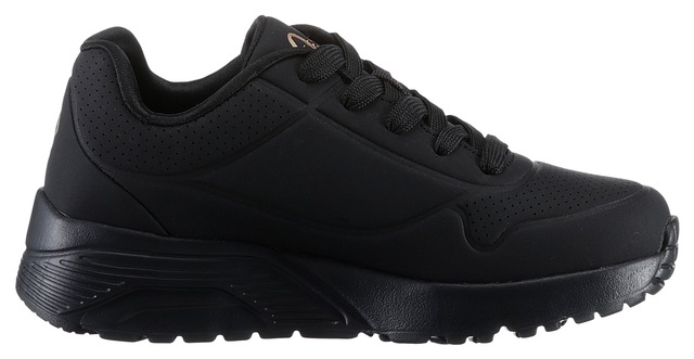 Skechers Plateausneaker »Skechers x JGoldcrown: Uno Lite - Metallic Love« , Schnürschuh, Keilsneaker mit Herzchen im Metallic Look bedruckt