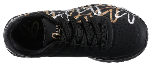 Skechers Plateausneaker »Skechers x JGoldcrown: Uno Lite - Metallic Love« , Schnürschuh, Keilsneaker mit Herzchen im Metallic Look bedruckt