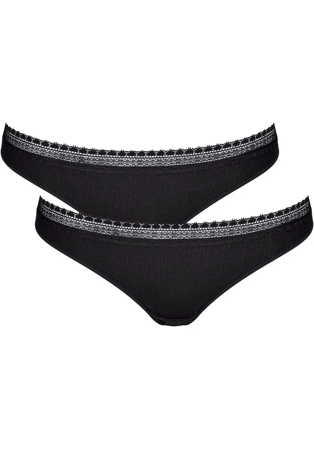 sloggi Brasilslip »GO Ribbed« Feinripp, Stretch-Spitze, bequem, weich, elastisch