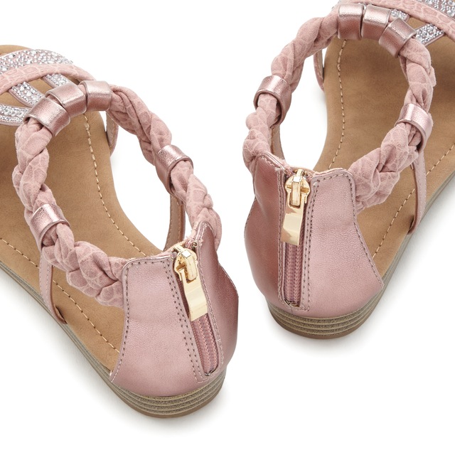 LASCANA Sandale »Sommerschuh, Sandalette« mit Glitzersteinen und kleinem Keilabsatz im Festival-Look VEGAN