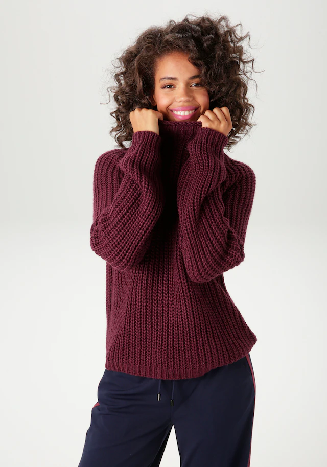 Aniston CASUAL Strickpullover mit Rollkante am Stehkragen