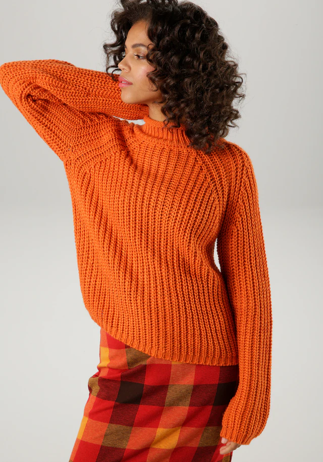 Aniston CASUAL Strickpullover mit Rollkante am Stehkragen