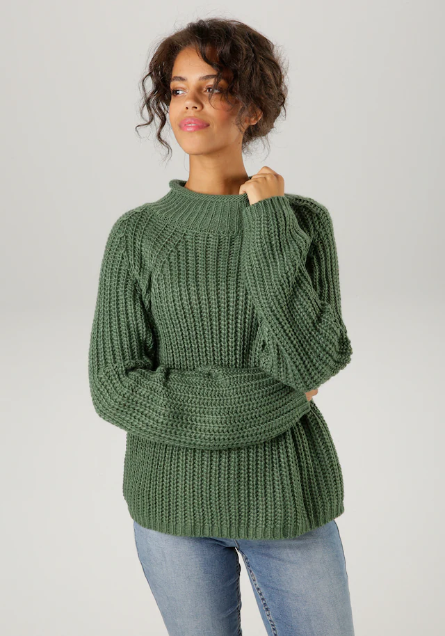 Aniston CASUAL Strickpullover mit Rollkante am Stehkragen