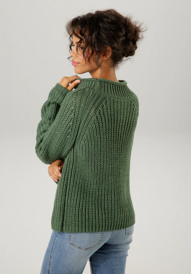 Aniston CASUAL Strickpullover mit Rollkante am Stehkragen