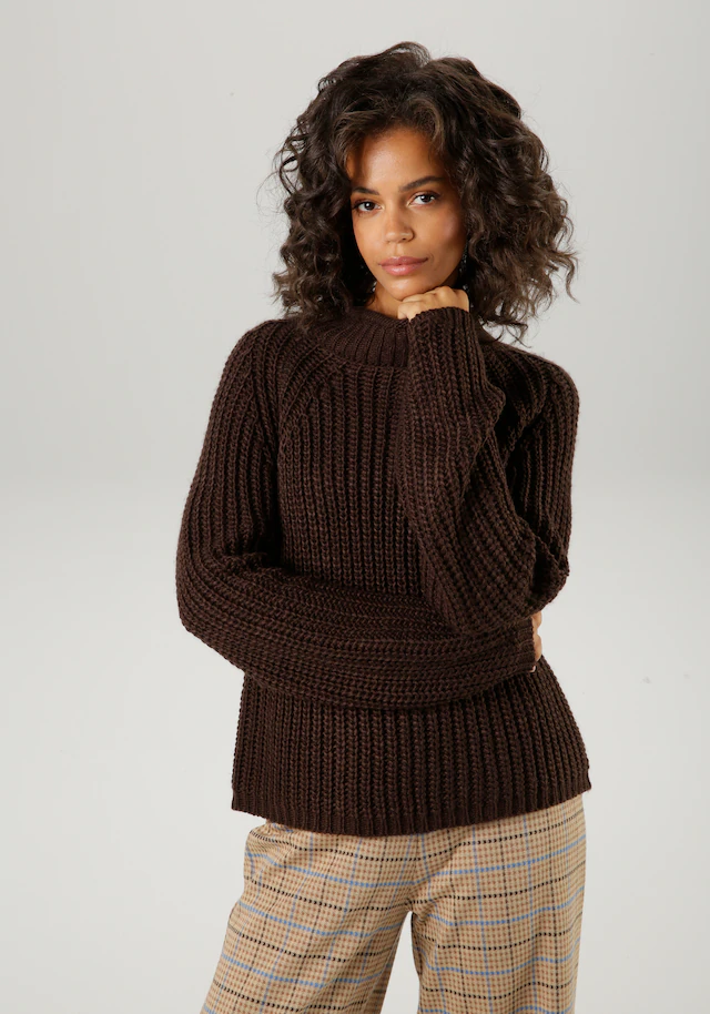 Aniston CASUAL Strickpullover mit Rollkante am Stehkragen
