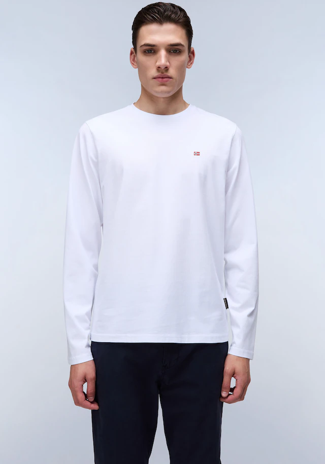 Napapijri Langarmshirt »SALIS« Langarmdesign, unifarbenes Design, mit Markenlabel, aus Baumwolle