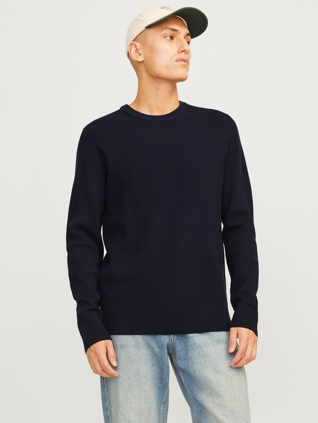 Jack & Jones Rundhalspullover »JJEPERFECT – Pullover mit pflegeleichter Qualität, Structure Fit« unifarben, modisch, regular fit, Strick, Rundhals