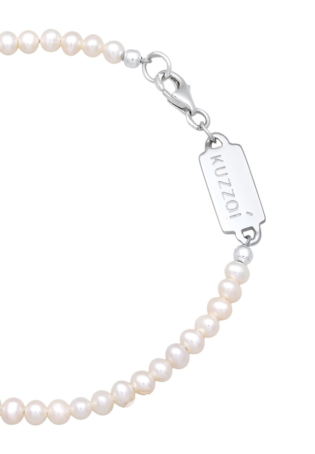Kuzzoi Armkette »Armband Süßwasserperlen Klassisch Schlicht 925 Silber«