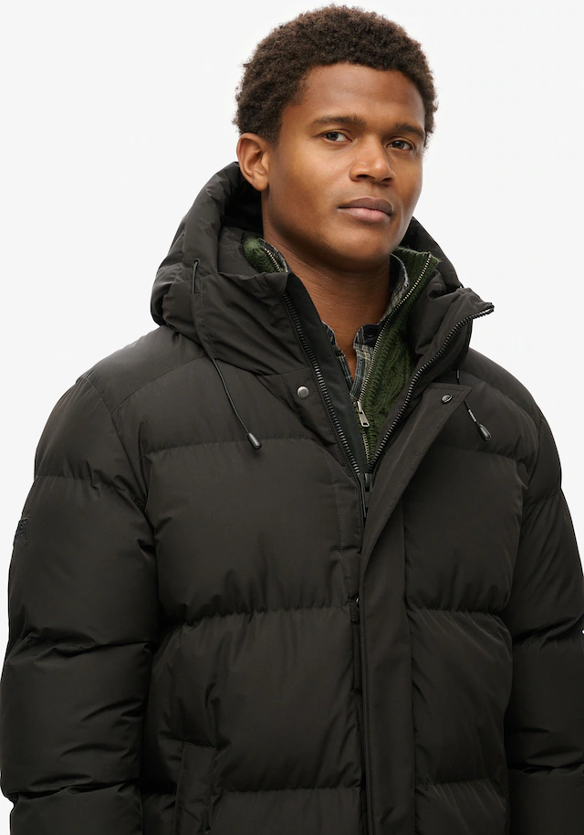 Superdry Steppjacke »HOODED SPORTS PUFFER MID JKT« mit Kapuze Kunstfaser, relaxed fit
