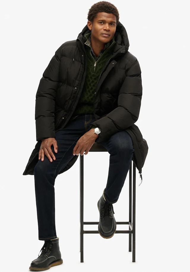 Superdry Steppjacke »HOODED SPORTS PUFFER MID JKT« mit Kapuze Kunstfaser, relaxed fit