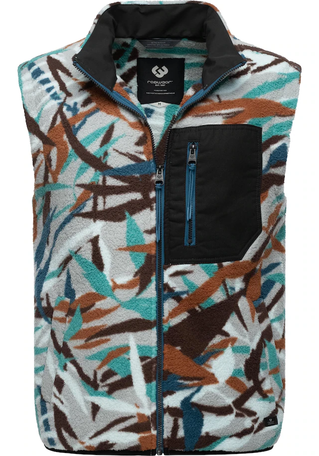 Ragwear Fleeceweste »Collsy Vest« Gemusterte Herren Fleecejacke mit hohem Kragen