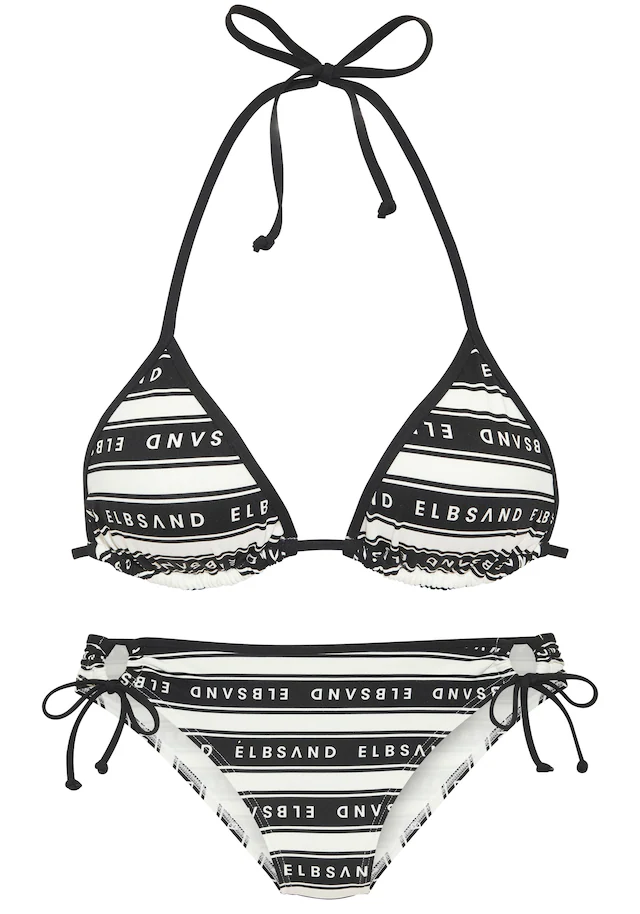 Elbsand Triangel-Bikini »Zone« Set, mit kontrastfarbenen Streifen und Schriftzügen