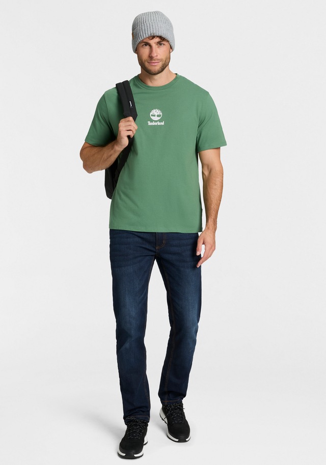 Timberland T-Shirt »Print Stack Logo Short Sleeve Tee« Kurzarm-Design, mit Rundhalsausschnitt mit Rippbündchen, aus Baumwolle