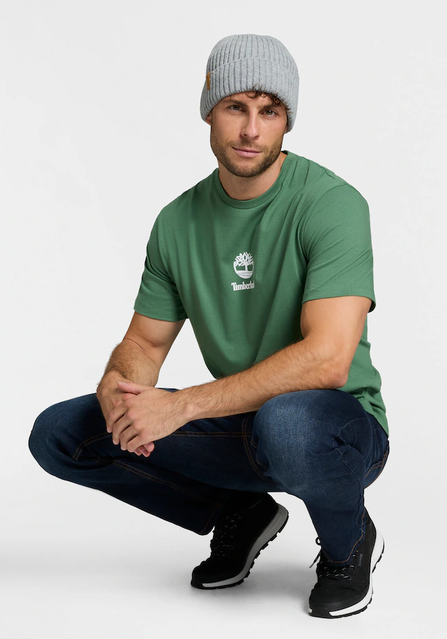 Timberland T-Shirt »Print Stack Logo Short Sleeve Tee« Kurzarm-Design, mit Rundhalsausschnitt mit Rippbündchen, aus Baumwolle