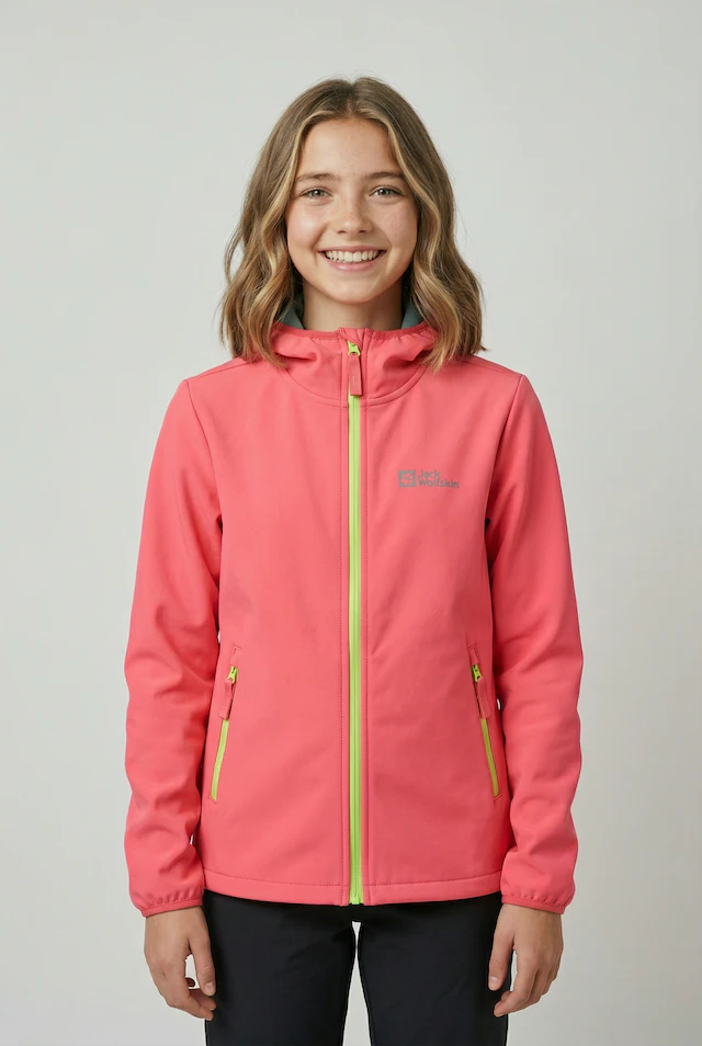 Jack Wolfskin Softshelljacke »FOURWINDS JACKET KIDS« mit Kapuze für Kinder, mit Kapuze, wasserabweisend