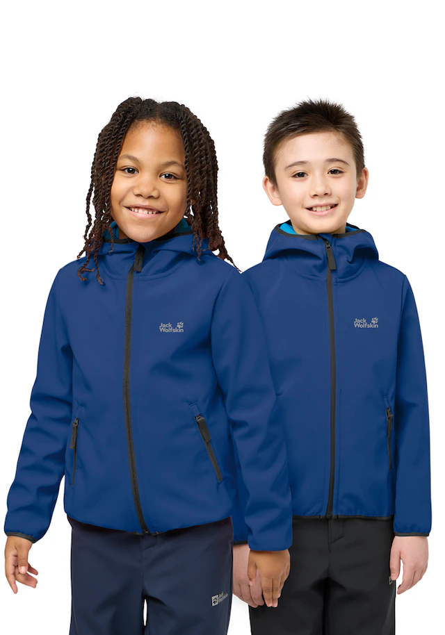 Jack Wolfskin Softshelljacke »FOURWINDS JACKET KIDS« mit Kapuze für Kinder, mit Kapuze, wasserabweisend