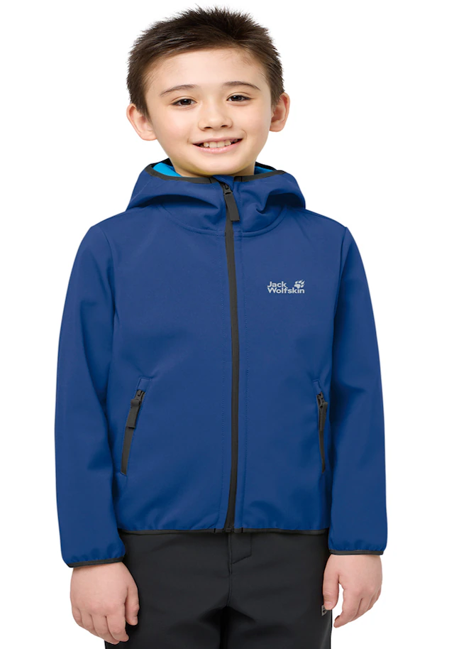 Jack Wolfskin Softshelljacke »FOURWINDS JACKET KIDS« mit Kapuze für Kinder, mit Kapuze, wasserabweisend