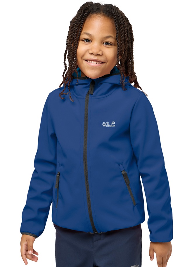 Jack Wolfskin Softshelljacke »FOURWINDS JACKET KIDS« mit Kapuze für Kinder, mit Kapuze, wasserabweisend