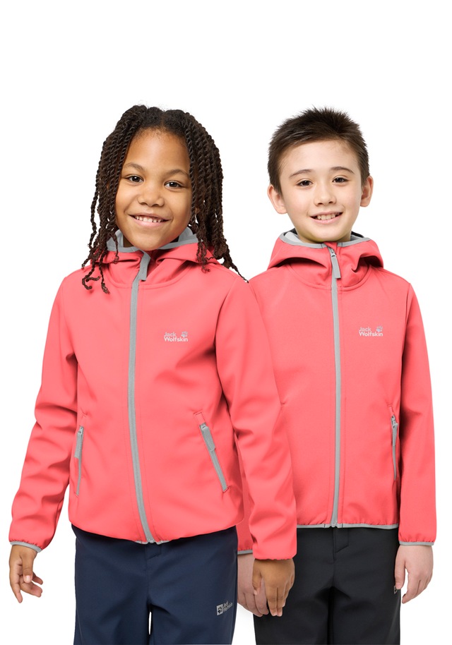Jack Wolfskin Softshelljacke »FOURWINDS JACKET KIDS« mit Kapuze für Kinder, mit Kapuze, wasserabweisend