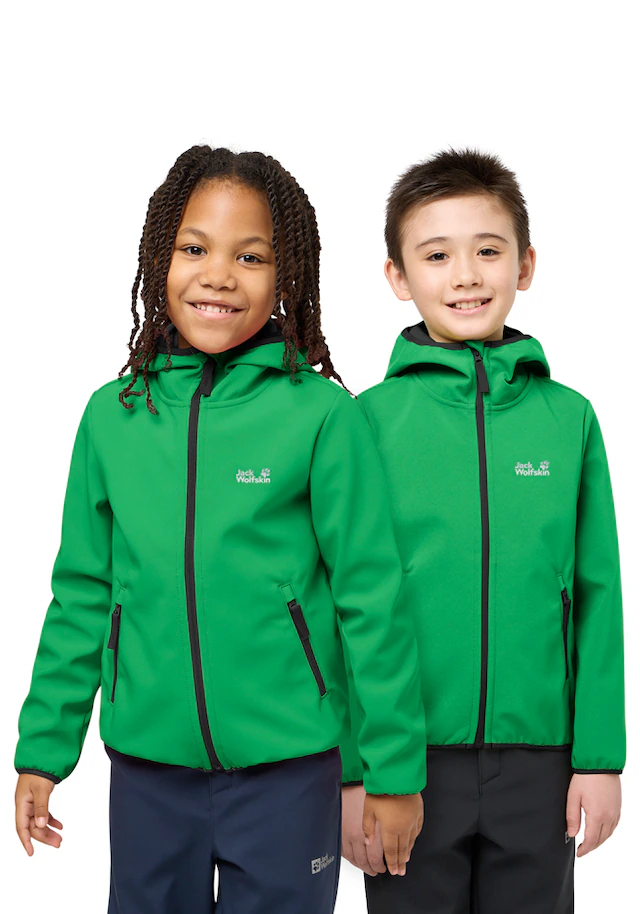 Jack Wolfskin Softshelljacke »FOURWINDS JACKET KIDS« mit Kapuze für Kinder, mit Kapuze, wasserabweisend