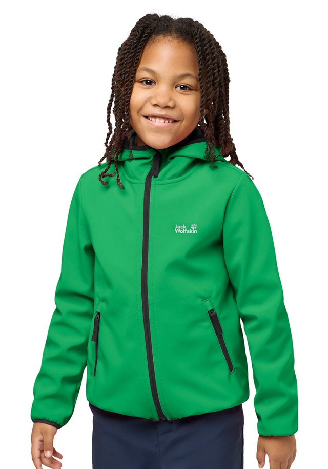 Jack Wolfskin Softshelljacke »FOURWINDS JACKET KIDS« mit Kapuze für Kinder, mit Kapuze, wasserabweisend