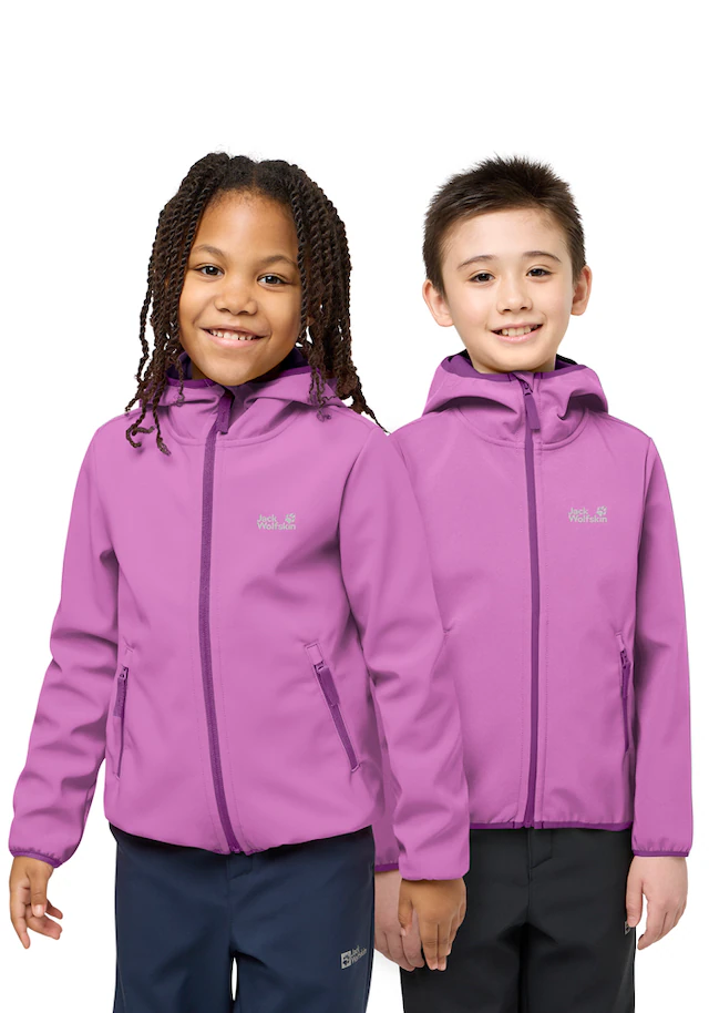 Jack Wolfskin Softshelljacke »FOURWINDS JACKET KIDS« mit Kapuze für Kinder, mit Kapuze, wasserabweisend