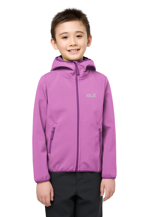 Jack Wolfskin Softshelljacke »FOURWINDS JACKET KIDS« mit Kapuze für Kinder, mit Kapuze, wasserabweisend