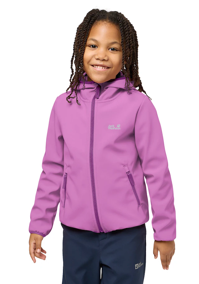 Jack Wolfskin Softshelljacke »FOURWINDS JACKET KIDS« mit Kapuze für Kinder, mit Kapuze, wasserabweisend