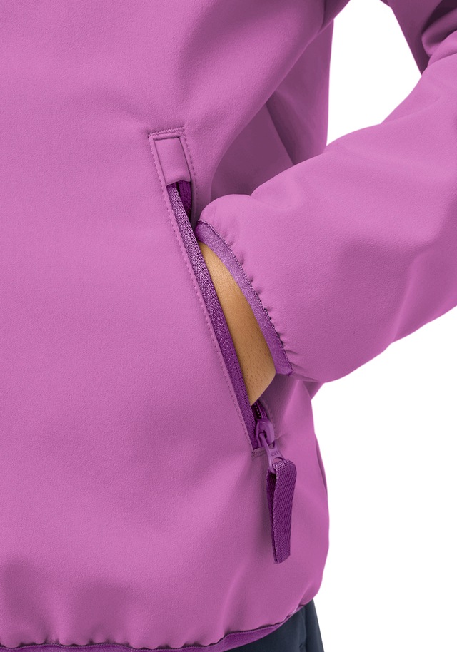 Jack Wolfskin Softshelljacke »FOURWINDS JACKET KIDS« mit Kapuze für Kinder, mit Kapuze, wasserabweisend