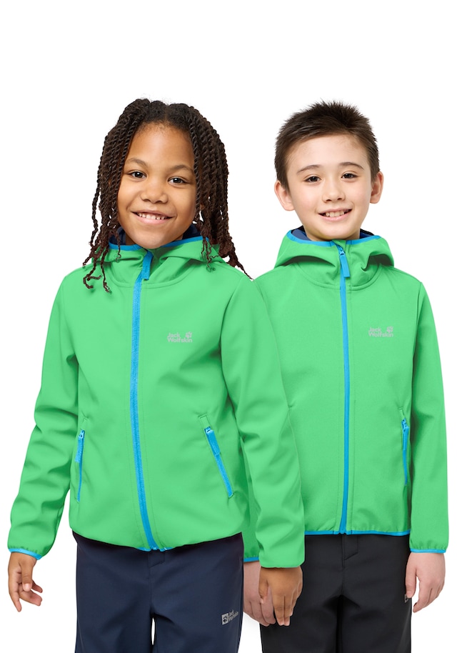 Jack Wolfskin Softshelljacke »FOURWINDS JACKET KIDS« mit Kapuze für Kinder, mit Kapuze, wasserabweisend