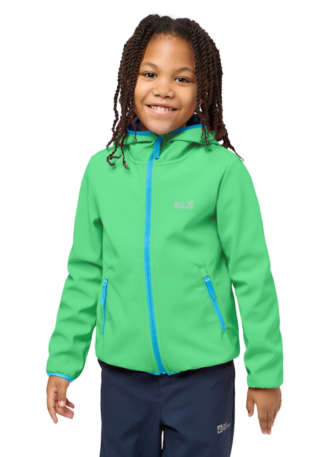 Jack Wolfskin Softshelljacke »FOURWINDS JACKET KIDS« mit Kapuze für Kinder, mit Kapuze, wasserabweisend