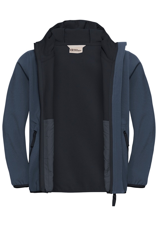 Jack Wolfskin Softshelljacke »FOURWINDS JACKET KIDS« mit Kapuze für Kinder, mit Kapuze, wasserabweisend