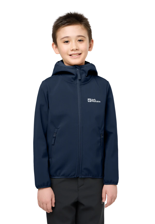Jack Wolfskin Softshelljacke »FOURWINDS JACKET KIDS« mit Kapuze für Kinder, mit Kapuze, wasserabweisend