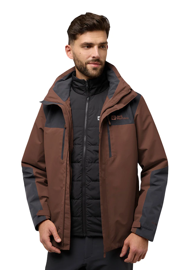 Jack Wolfskin 3-in-1-Funktionsjacke »JASPER 3IN1 JKT M« mit Kapuze mit abnehmbarer, gefütterter Kapuze, wasserdicht