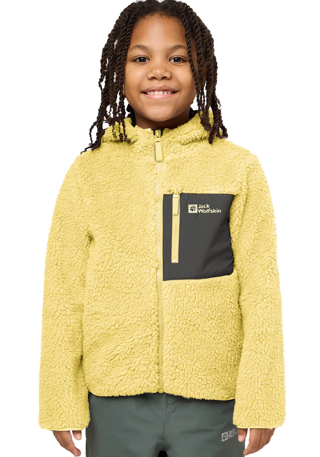 Jack Wolfskin Fleecejacke »ICE CURL HOOD JACKET K« mit Kapuze mit Kapuze, aus Polyester-Fleece, in normaler Schnittform
