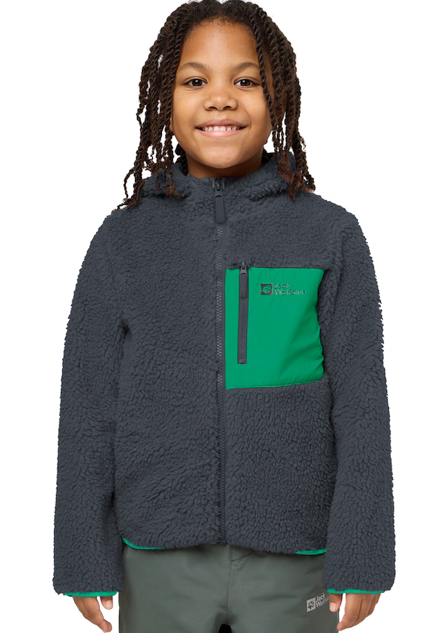 Jack Wolfskin Fleecejacke »ICE CURL HOOD JACKET K« mit Kapuze mit Kapuze, aus Polyester-Fleece, in normaler Schnittform