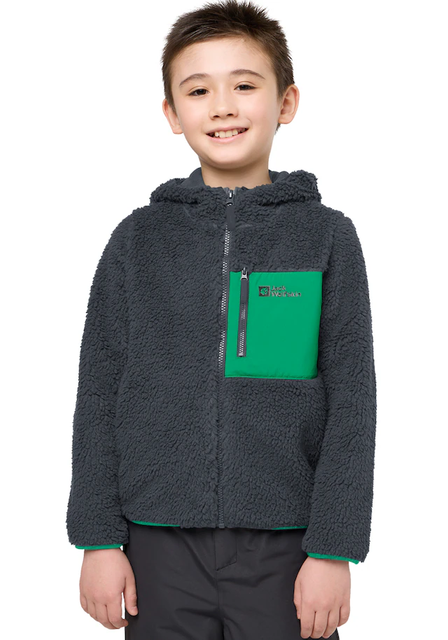 Jack Wolfskin Fleecejacke »ICE CURL HOOD JACKET K« mit Kapuze mit Kapuze, aus Polyester-Fleece, in normaler Schnittform