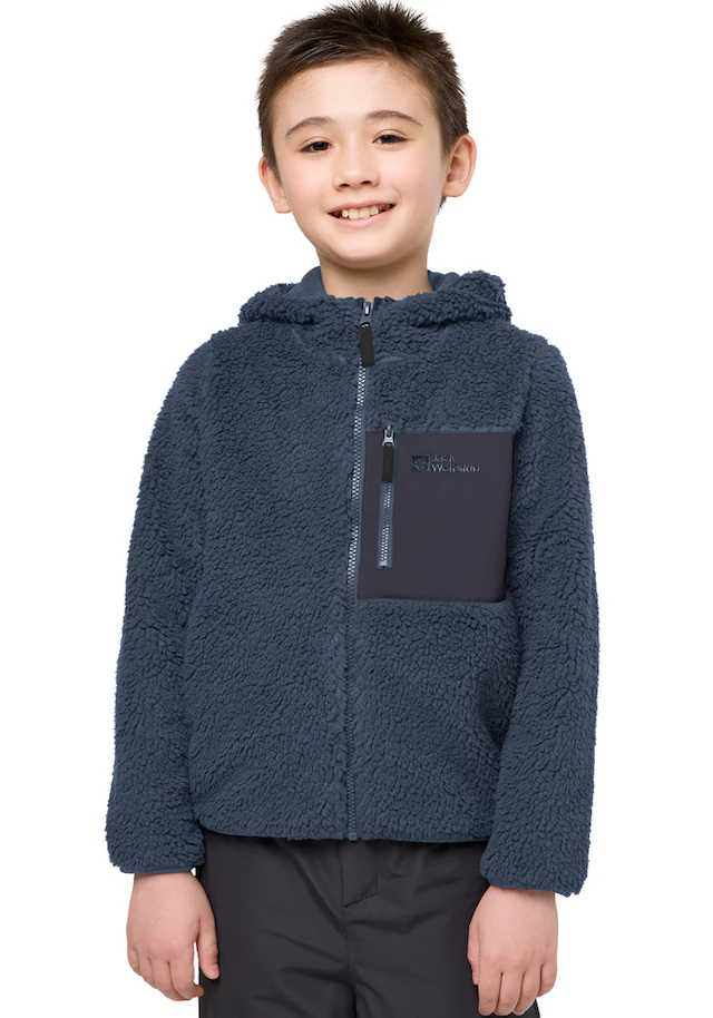 Jack Wolfskin Fleecejacke »ICE CURL HOOD JACKET K« mit Kapuze mit Kapuze, aus Polyester-Fleece, in normaler Schnittform