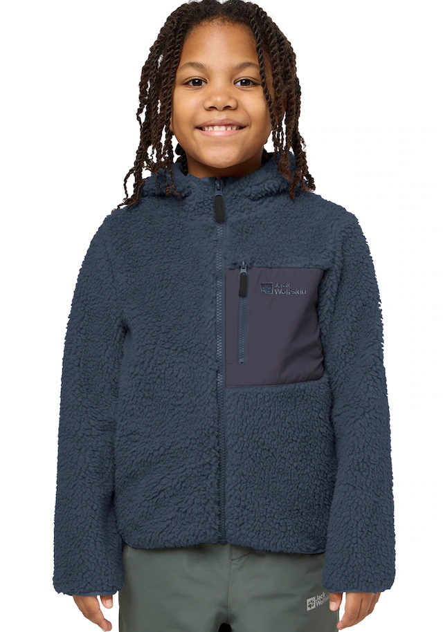 Jack Wolfskin Fleecejacke »ICE CURL HOOD JACKET K« mit Kapuze mit Kapuze, aus Polyester-Fleece, in normaler Schnittform