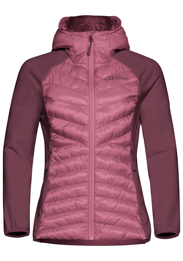 Jack Wolfskin Hybridjacke »ROUTEBURN PRO HYBRID W« mit Kapuze mit Kapuze, atmungsaktiv, winddicht, wasserabweisend