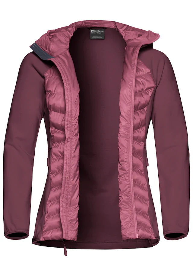 Jack Wolfskin Hybridjacke »ROUTEBURN PRO HYBRID W« mit Kapuze mit Kapuze, atmungsaktiv, winddicht, wasserabweisend